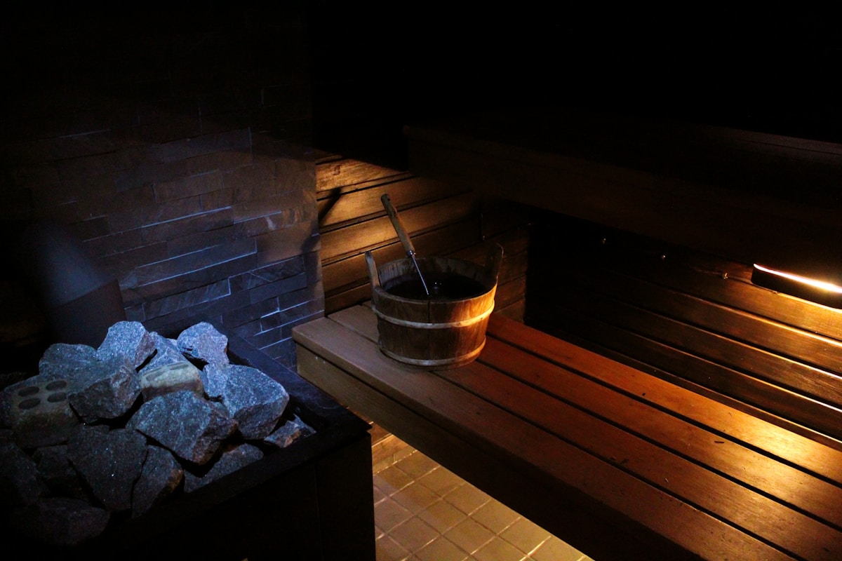 Dry infrared sauna interior showing infrared heating panels